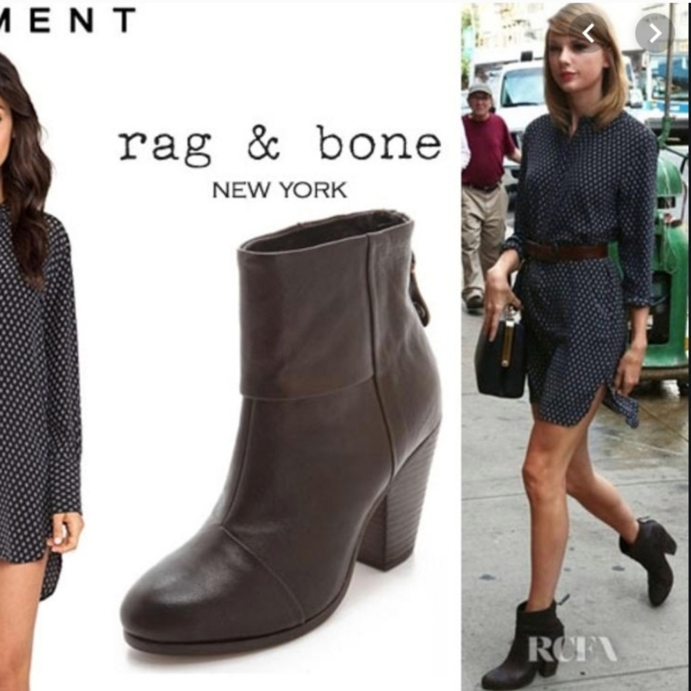 RAG & BONE 39 Brown Leather Newbury Booties as seen on Taylor Swift
